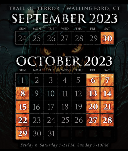 Trail of Terror 2022 Schedule